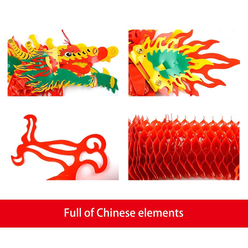 Luxtea 3D Chinese Paper Dragon Garland, Hanging Decoration for New Year Party Mid-Autumn Festival Spring Festival Ornaments (39 inch) - Image 2